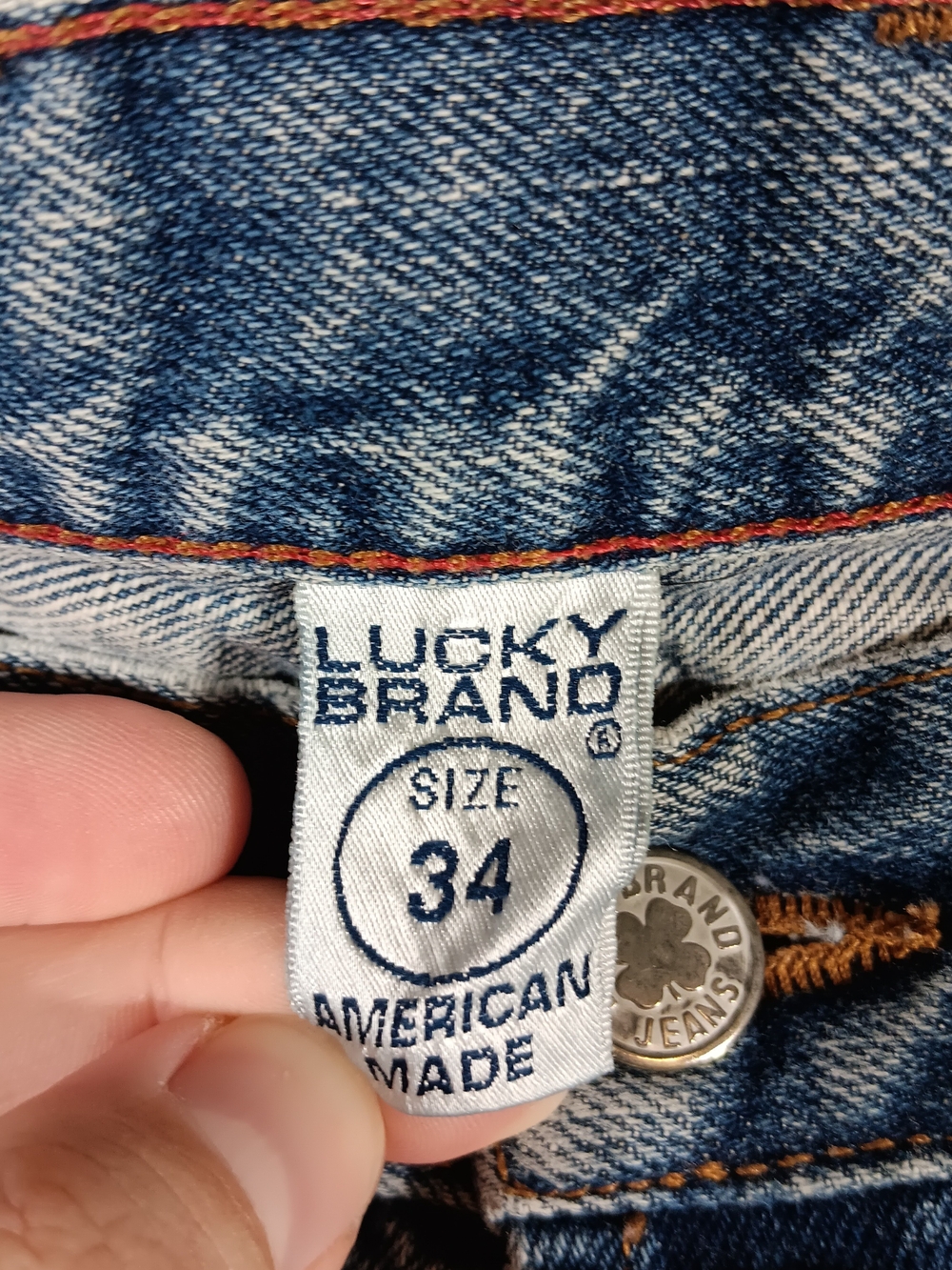 Vintage Lucky Brand Jeans Mens 34x30 Blue Denim Bootleg Button Fly Distressed - Picture 2 of 15
